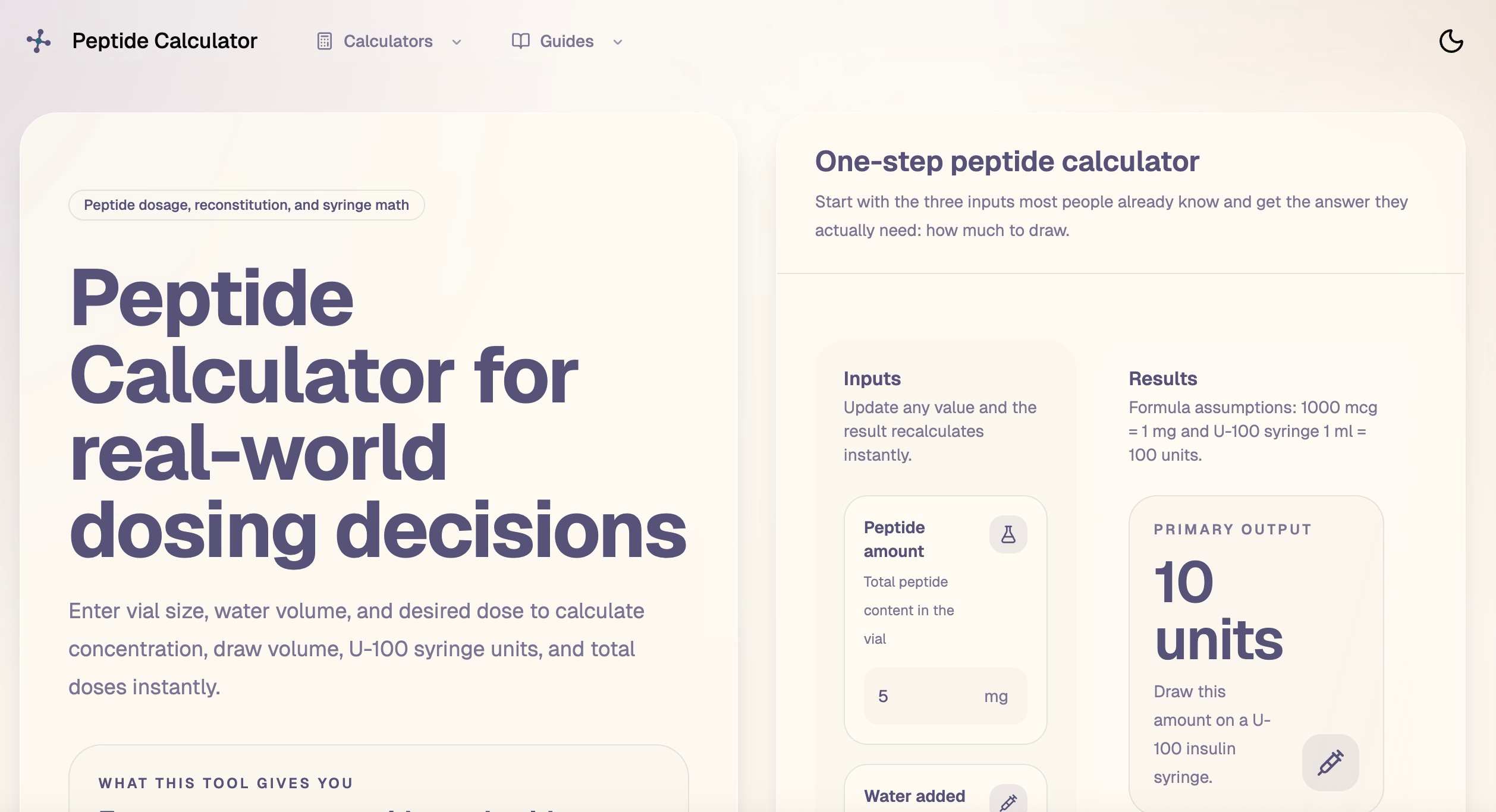 glutathione reconstitution calculator Peptide Reconstitution Calculator main image 0